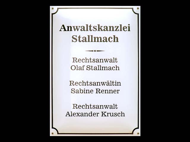 Kanzleischild aus Emaille