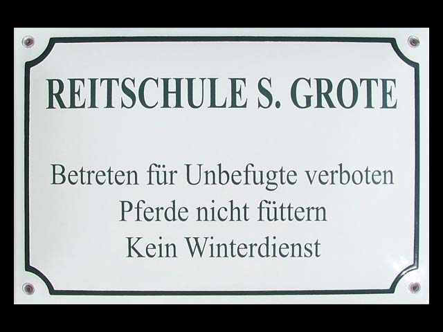 Textschild-Reitschule