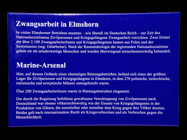 Textschild-Zwangsarbeit