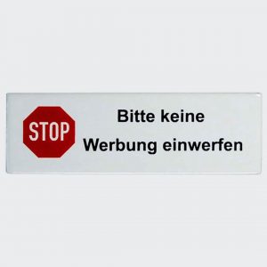 Keine-Werbung-flach-110x35mm in Emaille