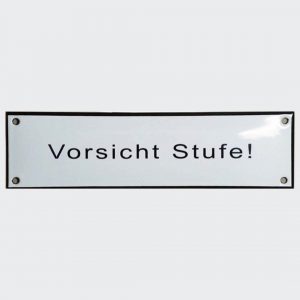 Vorsicht-Stufe-185x50mm-in-Emaille
