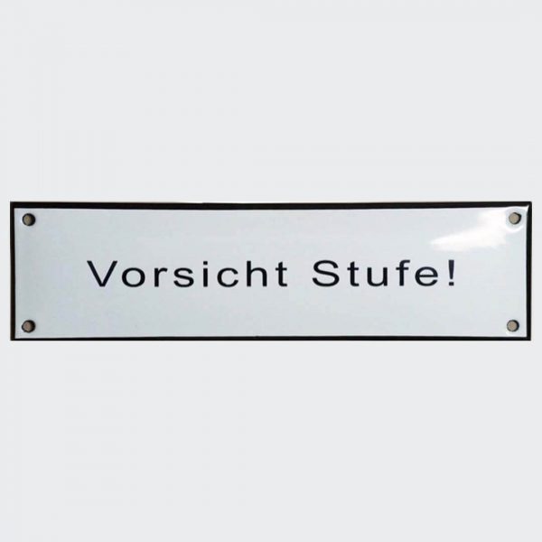 Vorsicht-Stufe-185x50mm-in-Emaille
