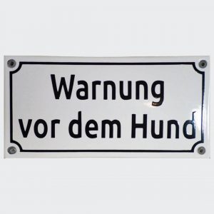 Warnung-vor-dem-Hund-20x10cm in Emaille
