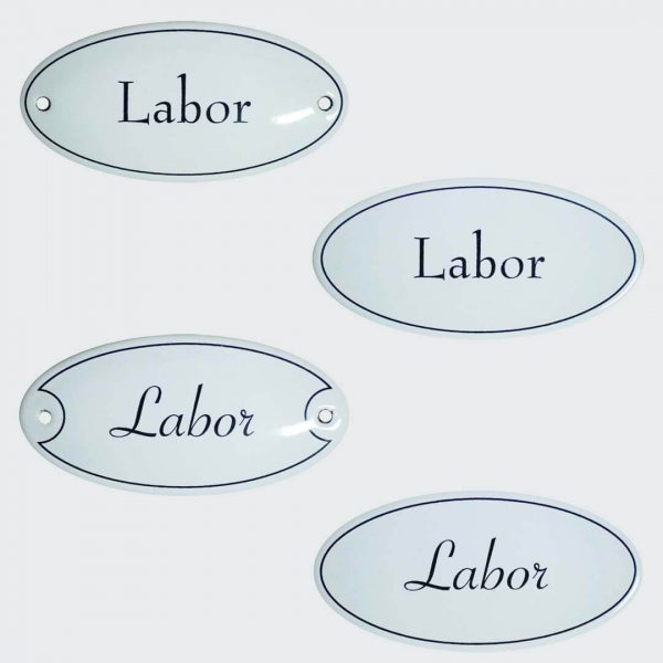 Emaille-Tuerschild-Labor-10x5cm