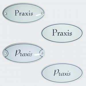 Emaille-Tuerschild-Praxis-10x5cm