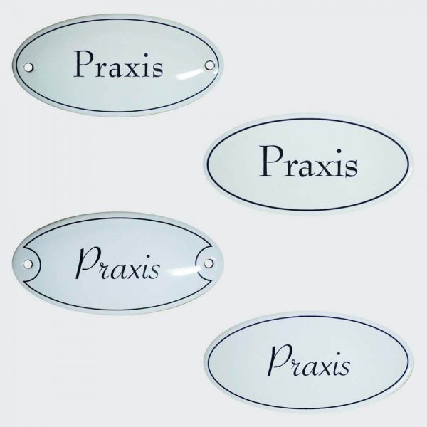 Emaille-Tuerschild-Praxis-10x5cm