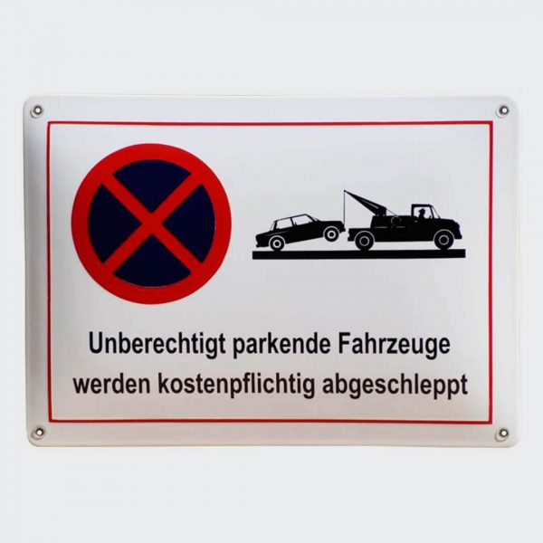 Emailleschild-Unberechtigt-Parken-35x25cm