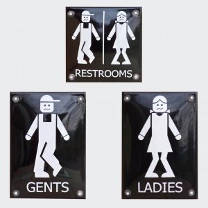 Hinweisschild-Restrooms-Emaille