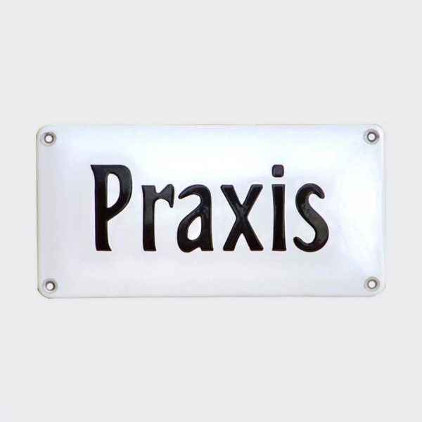 Praxisschild-in-Emaille-Praxis-20x10cm-bombiert