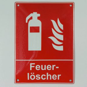 Emailleschild-Feuerloescher