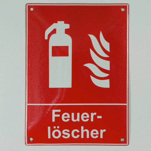 Emailleschild-Feuerloescher