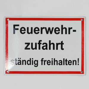 Emailleschild-Feurwehrzufahrt freihalten