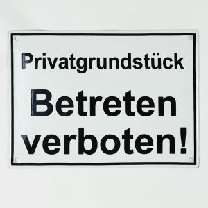 Emailleschild-Privatgrundstueck