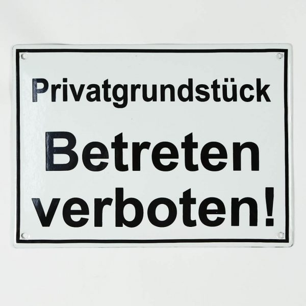 Emailleschild-Privatgrundstueck