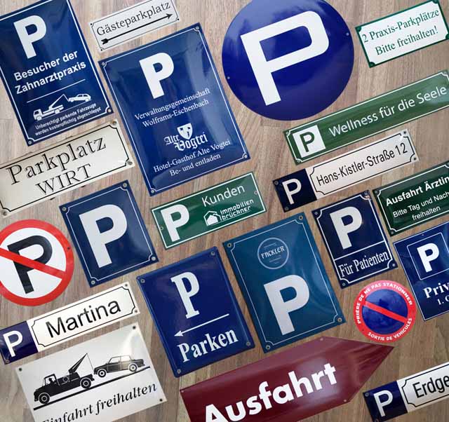Emaille Parkplatzbeschilderungen